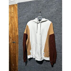 Original Use Hoodie Mens Large Multicolor Colorblock Pullover Fleece Sweatshirt